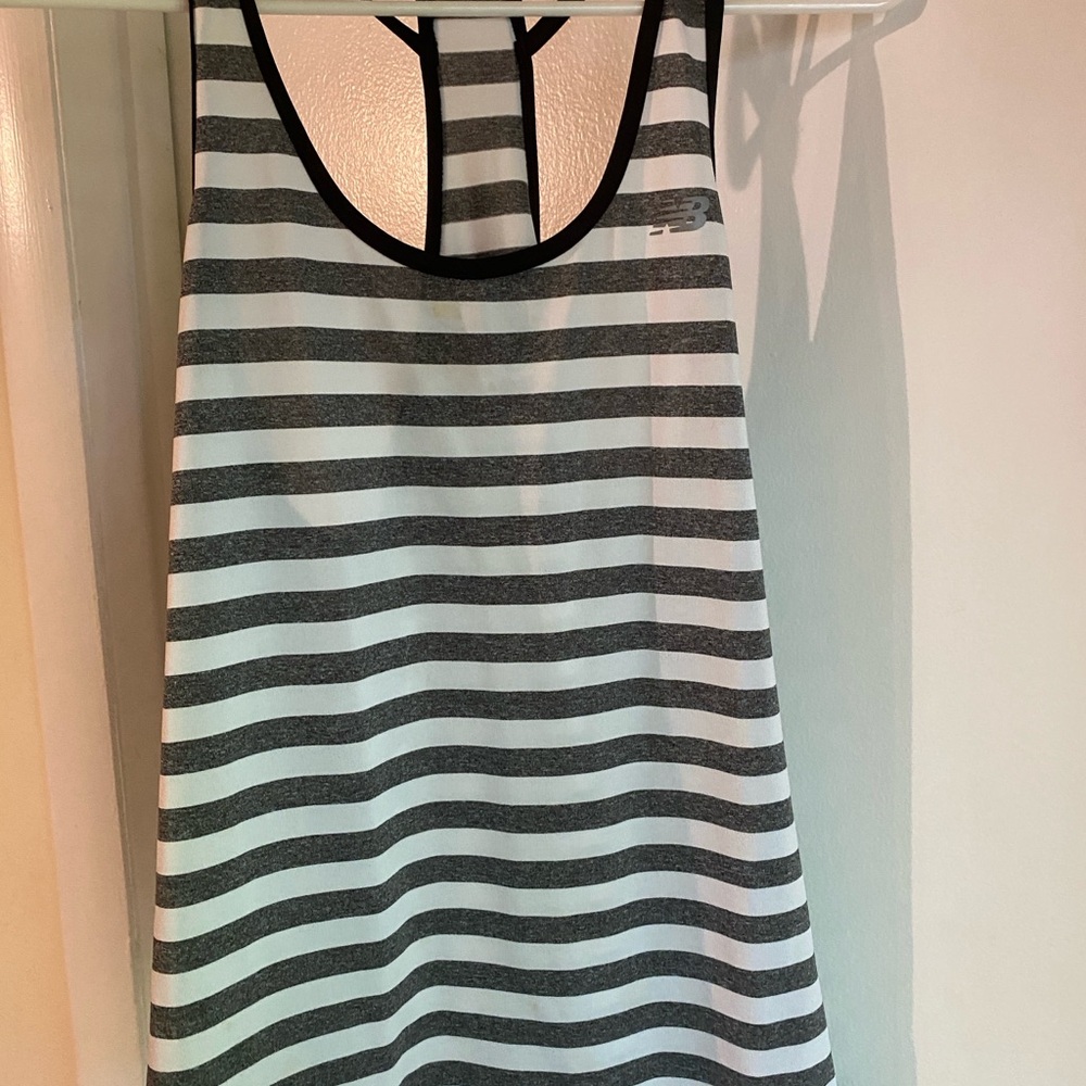 New Balance Black and White Striped Tank Top